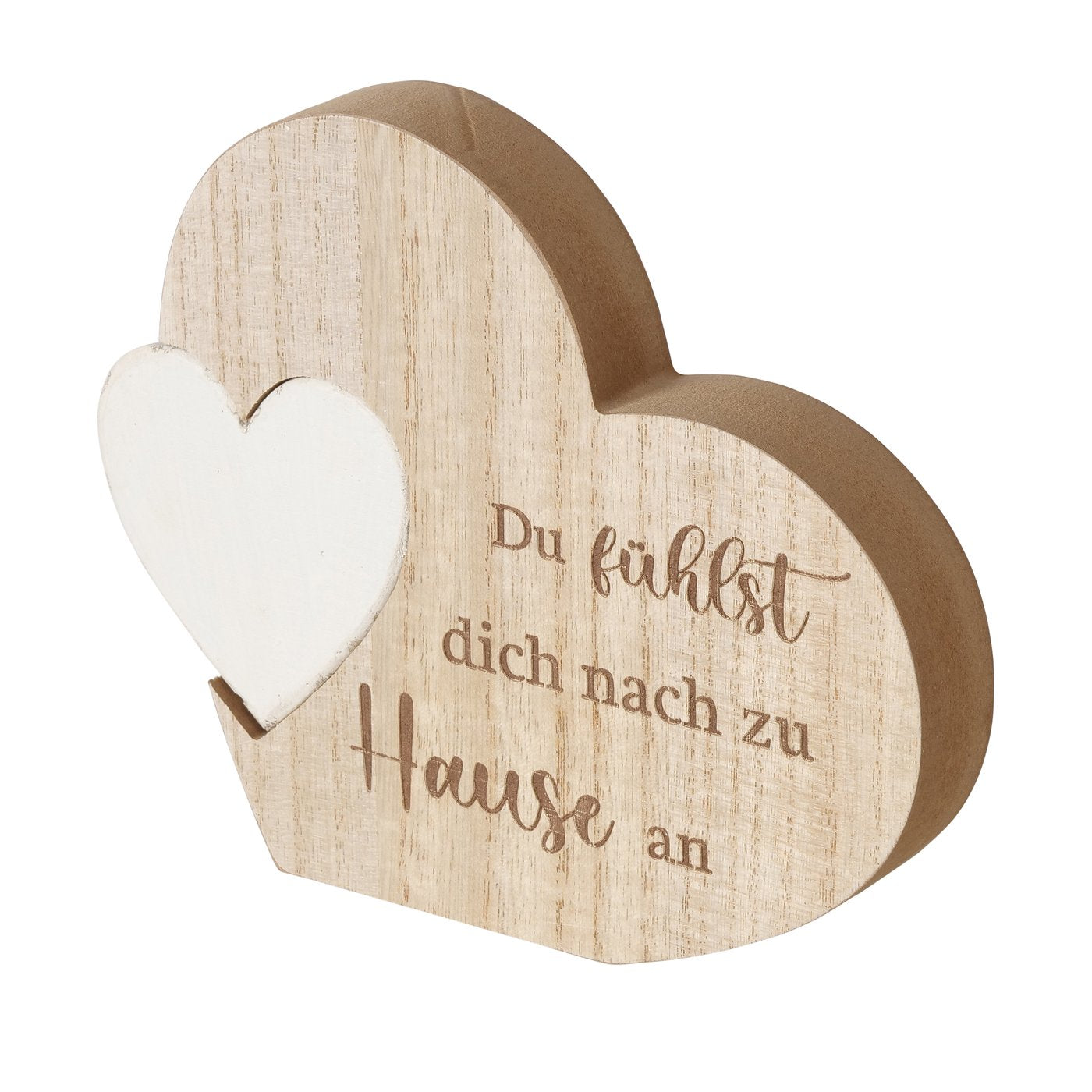 Dekoaufsteller Herzform aus Holz mit Aufschrift in zwei Varianten von Boltze - Liebe Partner Geschenkidee Valentinstag