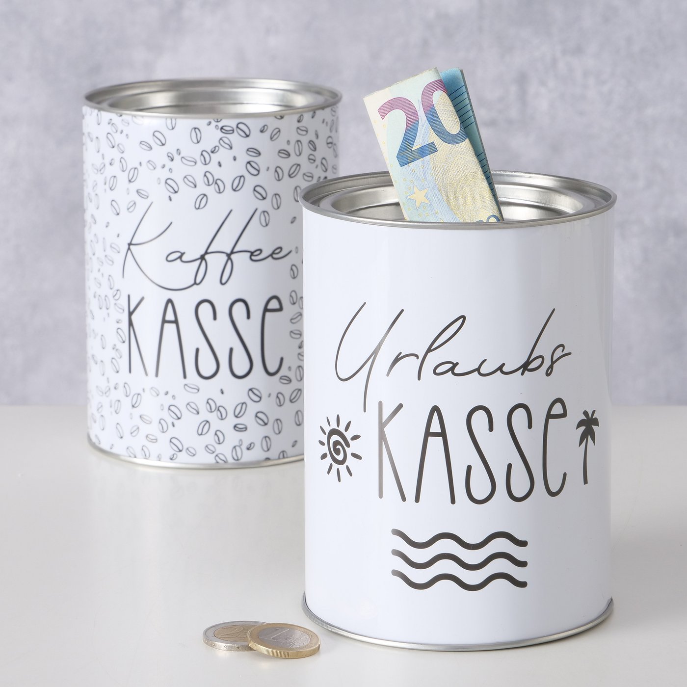 Metal money box "Coffee fund/holiday fund" by Boltze - Gift idea to save money