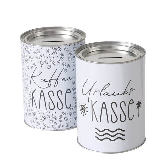 Spardose aus Metall "Kaffeekasse/Urlaubskasse" von Boltze - Geschenkidee Geld sparen