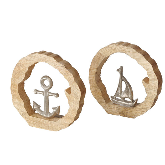 Dekoaufsteller Anker/Boot aus Mangoholz von Boltze - Maritime Dekoration