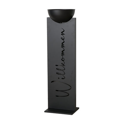 Dekosäule mit Pflanzschale aus Metall "Willkommen" von Boltze - Garten Dekoration Blumen