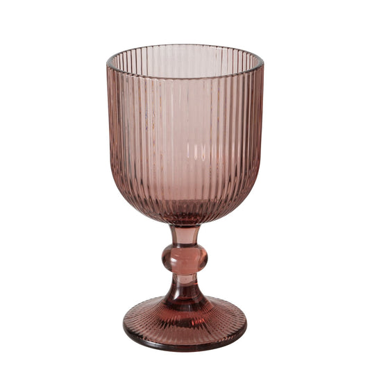Weinglas mit Rillen-Relief Dunkelrosa von Boltze Modernes Wein Glas