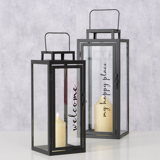 Indoor-Laternen aus Metall "welcome/my happy place" von Boltze - Beleuchtung moderne Dekoration