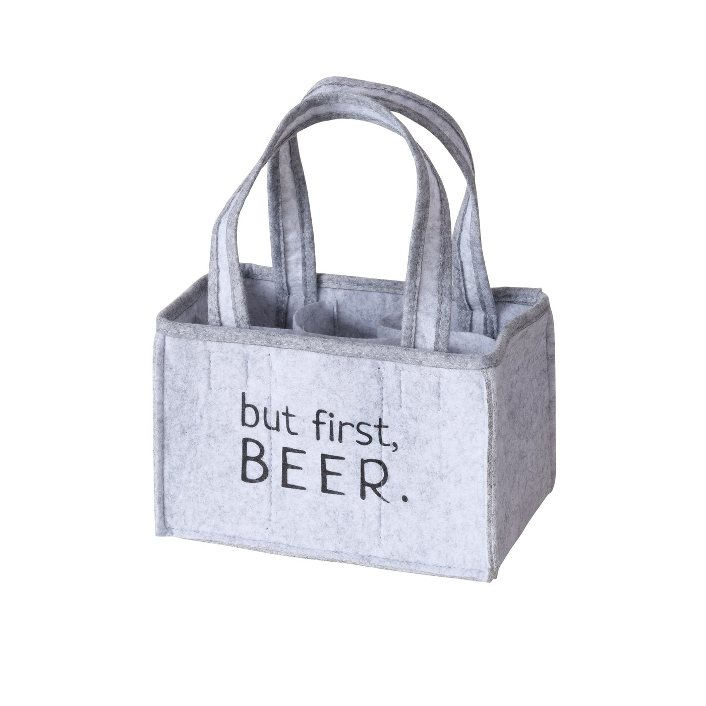 Flaschentasche/Flaschenträger grau "Prosecco/Beer" von Boltze - Geschenkidee Junggesselenenabschied etc.