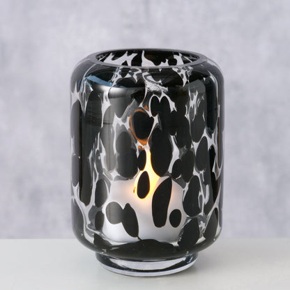 Windlicht/Vase schwarz gemustert von Boltze