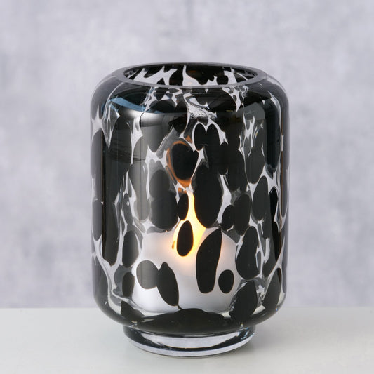 Windlicht/Vase schwarz gemustert von Boltze