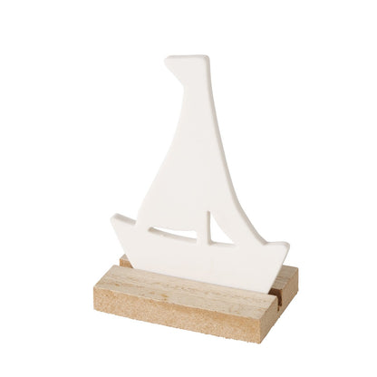 Maritime Dekoaufsteller " Oeceano " Seestern Boot Muschel Keramik mit Holz von Boltze - Maritime Dekoration