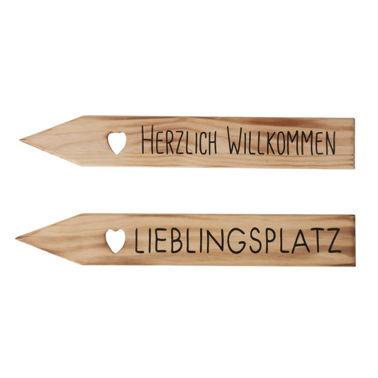 Holzschild "Herzlich Willkommen/Lieblingsplatz" von Boltze - Gartendekoration Wanddekoration