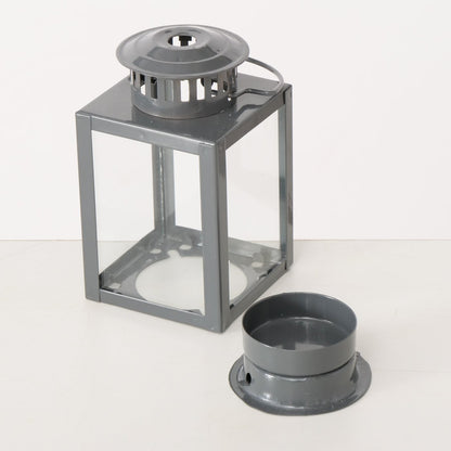 Mini-Laterne aus Metall für Teelichter als Geschenkidee grau/dunkelgrau/schwarz von Boltze