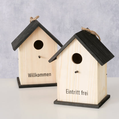 Vogelhaus aus Holz " Eintritt frei / Willkommen " von Boltze Garten Modern