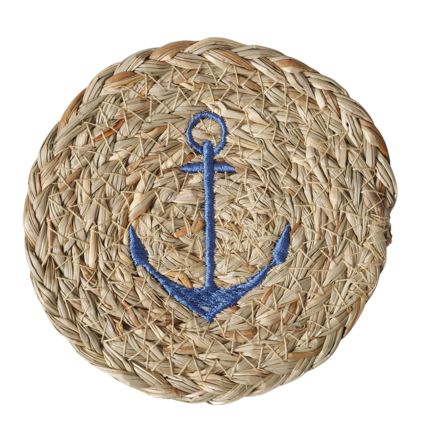 Untersetzer Sailor aus Stroh, bestickt Anker von Boltze - Flaschenuntersetzer Glasuntersetzer