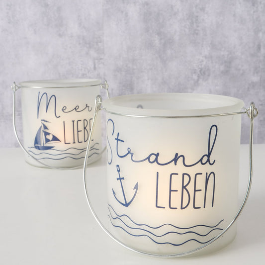 Windlicht "Sailor" Meerliebe/Strandleben aus Glas Strand und Meer von Boltze - Dekoration