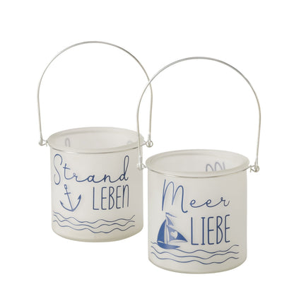 Windlicht "Sailor" Meerliebe/Strandleben aus Glas Strand und Meer von Boltze - Dekoration