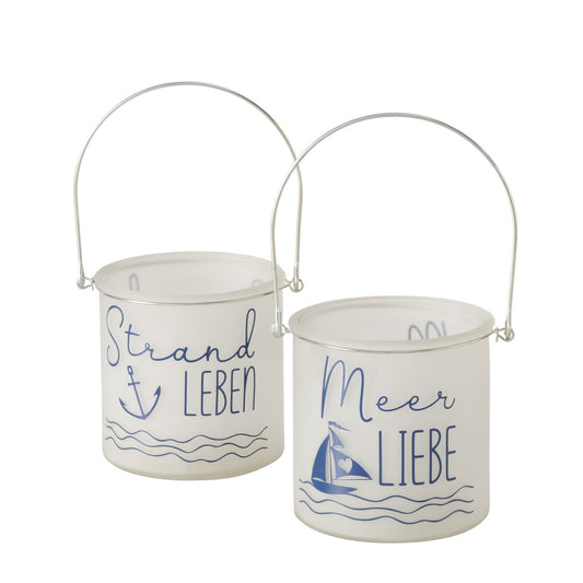 Windlicht "Sailor" Meerliebe/Strandleben aus Glas Strand und Meer von Boltze - Dekoration