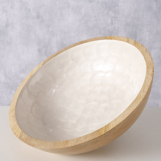 Schale "Shella" aus Mangoholz in Cremeweiß 23cm von Boltze