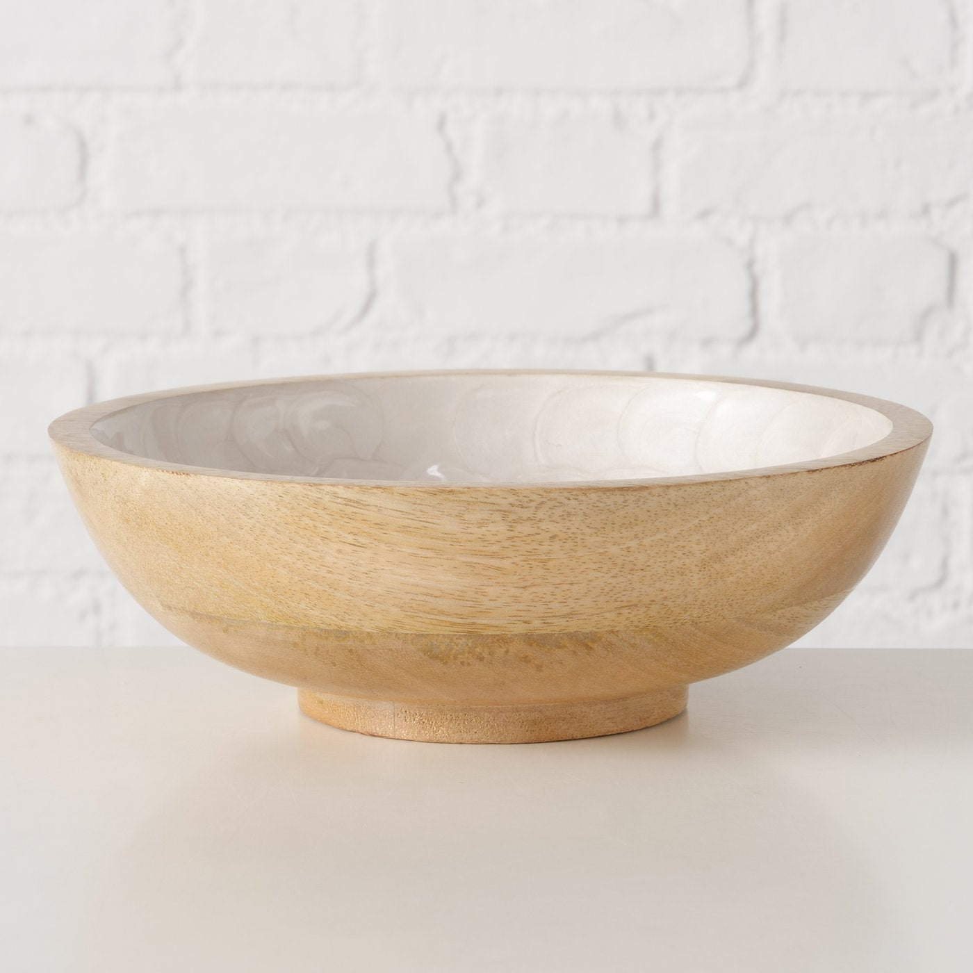 Schale "Shella" aus Mangoholz in Cremeweiß 23cm von Boltze