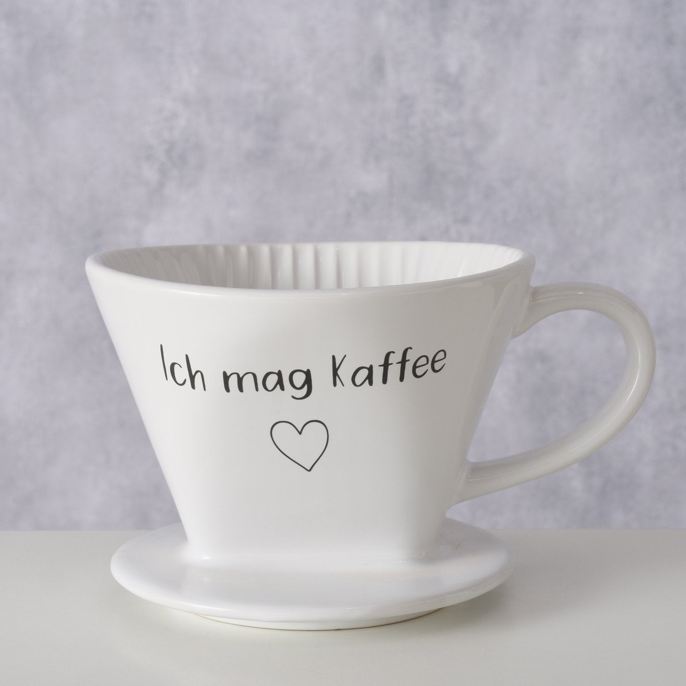 Kaffeefilter aus Keramik weiß "Ich mag Kaffee" von Boltze