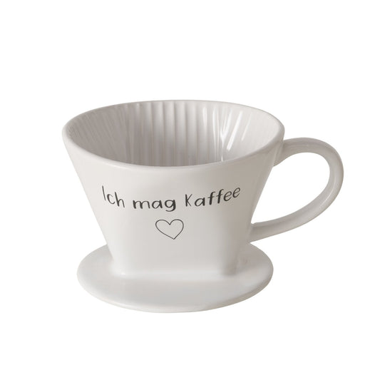 Kaffeefilter aus Keramik weiß "Ich mag Kaffee" von Boltze