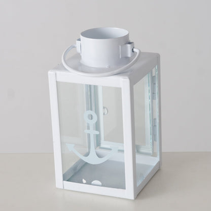 Kleine Laterne (indoor) aus Metall "Anker" blau/weiß/creme von Boltze - Geschenkidee Kerzenhalter