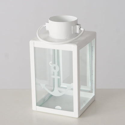 Kleine Laterne (indoor) aus Metall "Anker" blau/weiß/creme von Boltze - Geschenkidee Kerzenhalter