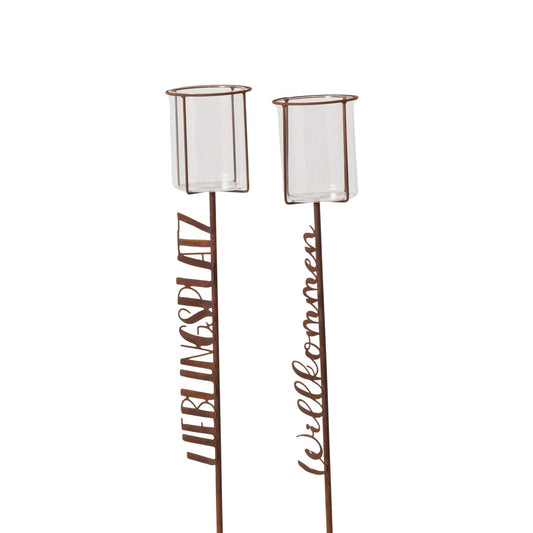 Gartenstab aus Metall mit Teelichthalter "Lieblingsplatz/Willkommen" 114 cm von Boltze Sommer Garten