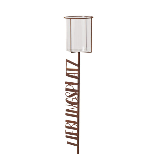 Gartenstab aus Metall mit Teelichthalter "Lieblingsplatz/Willkommen" 114 cm von Boltze Sommer Garten
