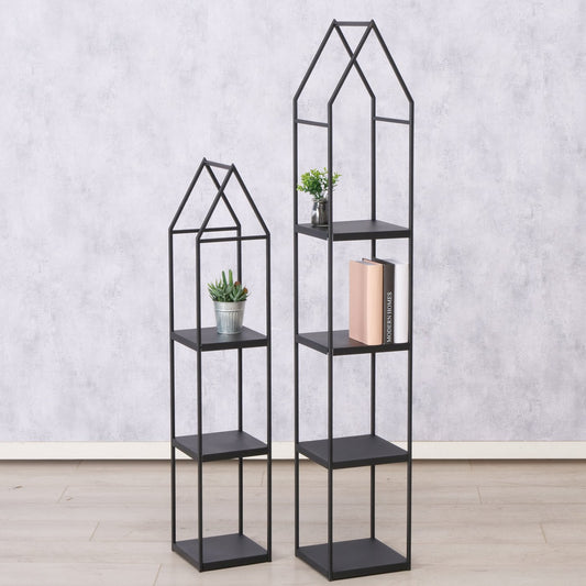 Regal-Set aus Metall schwarz Dachform 2 Stück 109-146 cm von Boltze - moderne Dekoration Sepreis