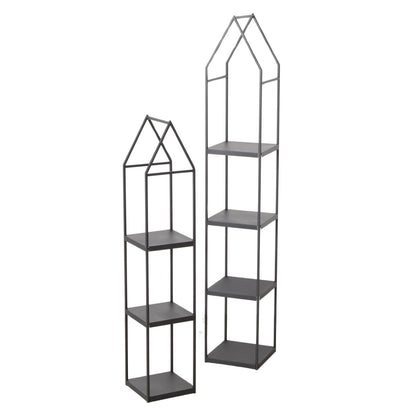 Regal-Set aus Metall schwarz Dachform 2 Stück 109-146 cm von Boltze - moderne Dekoration Sepreis