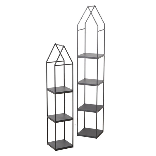 Regal-Set aus Metall schwarz Dachform 2 Stück 109-146 cm von Boltze - moderne Dekoration Sepreis
