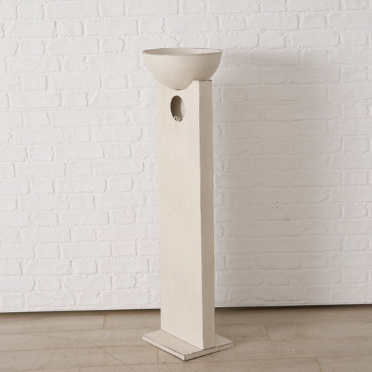 Dekosäule mit Pflanzschale aus Metall "Moin" weiß 118 cm von Boltze - Garten Hingucker Geschenkidee