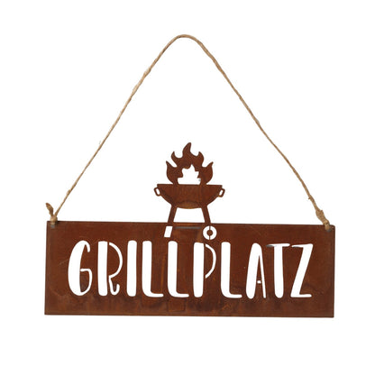 Aufhänger aus Metall "Grillplatz/Feuerstelle" von Boltze - Gartendekoration Grillen