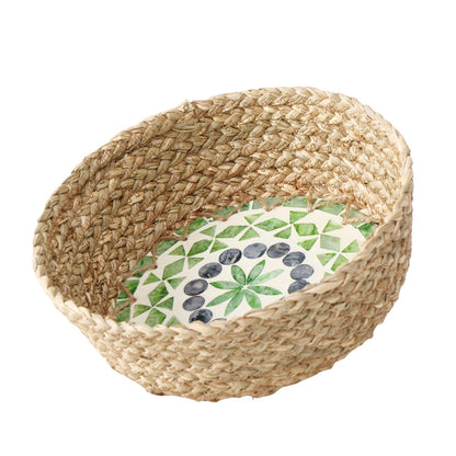 Korb aus Seegras mit Mosaikboden Ø 23 cm von Boltze Moderner Korb Brötchen etc.