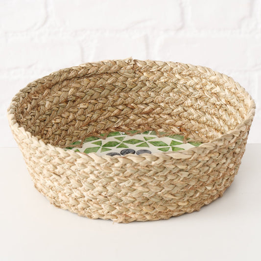 Korb aus Seegras mit Mosaikboden Ø 23 cm von Boltze Moderner Korb Brötchen etc.