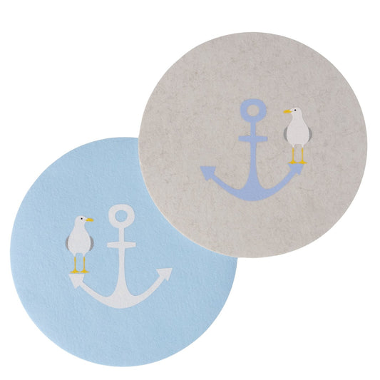 Nordisches Tischset Anker Möwe Hallig blau oder grau von Boltze - Schleswig-Holstein Geschenkidee