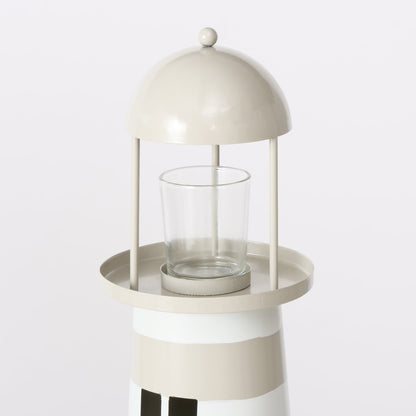 Maritime indoor lanterns made of metal, set of 2, lighthouse beige white - Maritime by Boltze