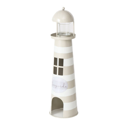 Maritime indoor lanterns made of metal, set of 2, lighthouse beige white - Maritime by Boltze