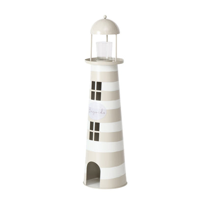 Maritime indoor lanterns made of metal, set of 2, lighthouse beige white - Maritime by Boltze