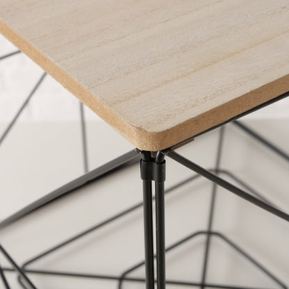 Beistelltisch aus Metall mit abnehmbarer Holzplatte,Würfelform von Boltze