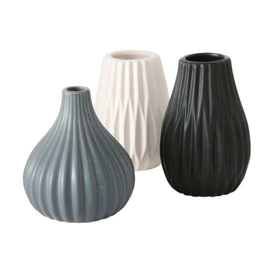 Vase aus Porzellan grau/schwarz/weiß von Boltze - Blumen Dekoration modern