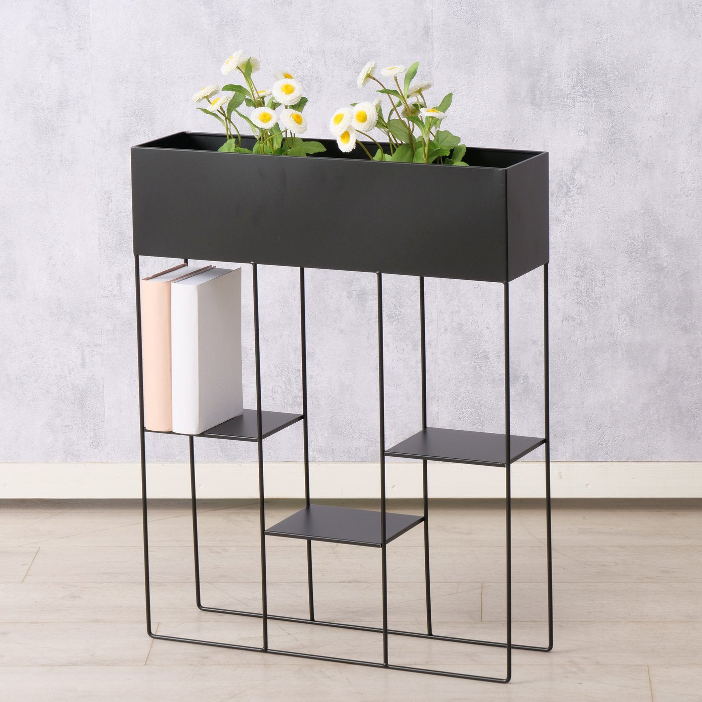 Modernes Regal aus Metall mit 3 Regalböden und Blumenkasten (indoor) von Boltze