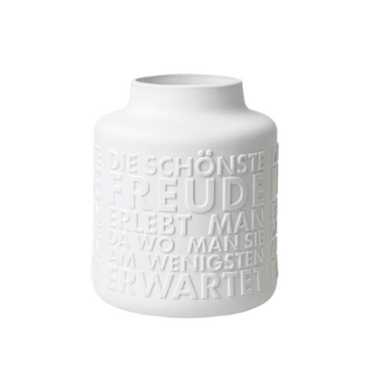 Vase aus Porzellan "Freude" von räder exclusiv Höhe 26 cm, Ø 21 cm Geschenk für gute Freunde mit Spruch - Hochwertige und dekorativ