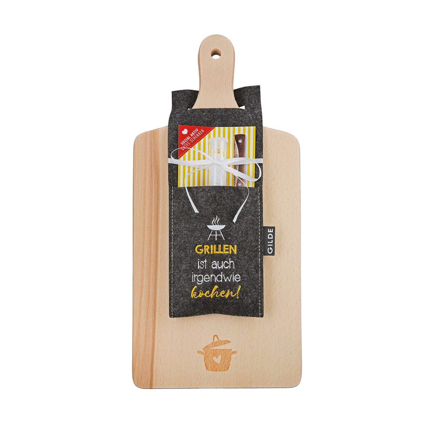Schneidebrett aus Holz inkl. Meersalz als Geschenkidee von Gilde