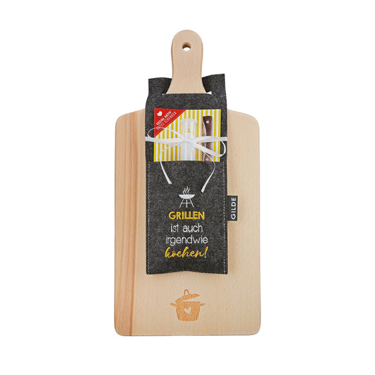 Schneidebrett aus Holz inkl. Meersalz als Geschenkidee von Gilde