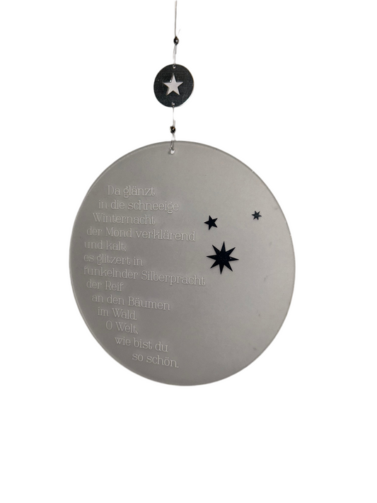 Glas-Aufhänger rund mit winterlichem Text von räder design - Weihnachten Weihnachtsdekoration