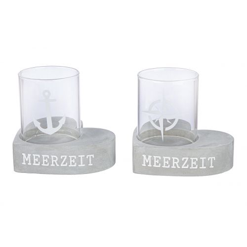 Windlicht Herz "Meerzeit" aus Glas und Zement - Herz von Gilde - Nordische Dekoration
