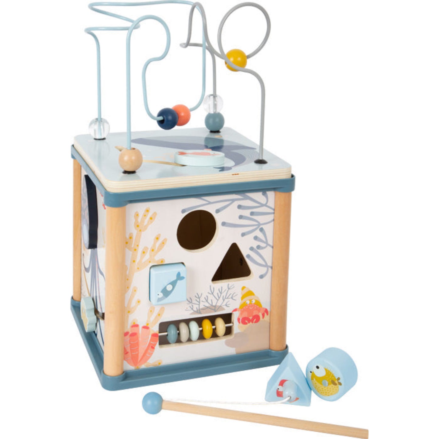 Motorikwürfel aus Holz "Unterwasserwelt" von small foot - Spielwürfel Fische lernen