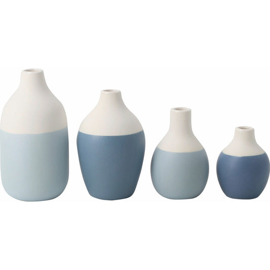 Mini-Flaschenvasen 4er-Set blau von räder design