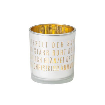 Teelichthalter aus Glas "Leise rieselt der Schnee..." von räder design - Weihnachten Weihnachtsdekoration
