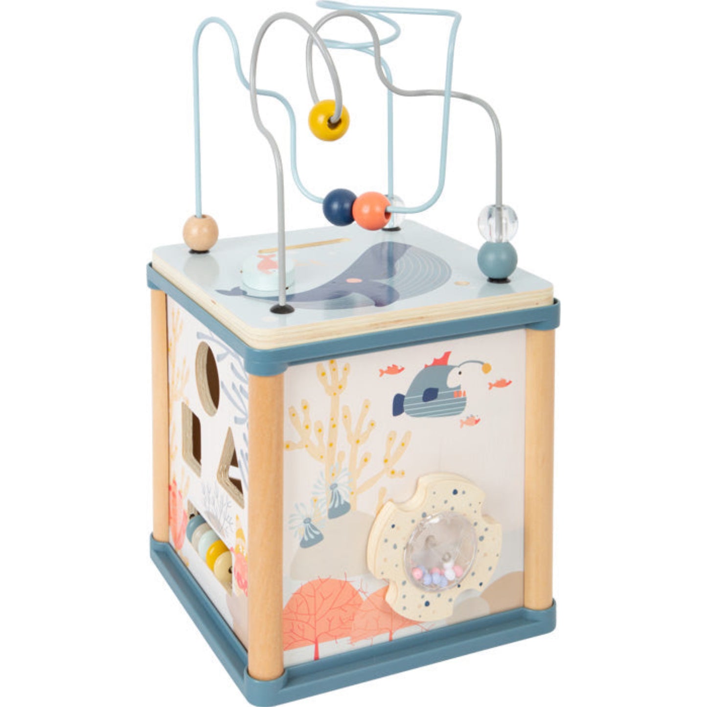 Motorikwürfel aus Holz "Unterwasserwelt" von small foot - Spielwürfel Fische lernen