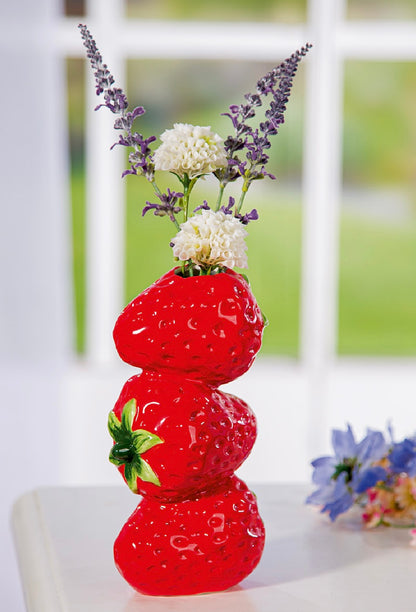 Vase Erdbeerturm aus Keramik, Erdbeervase 20 cm von Gilde